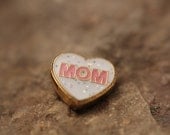 Mom pink on white heart- FLOATING CHARMS for glass memory lockets - TWO pieces- read about it