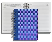 Journal, Small Size, Woven with Satin Ribbons, Navy, Purple, 5 x 6, Ruled Lines, Ready to Ship