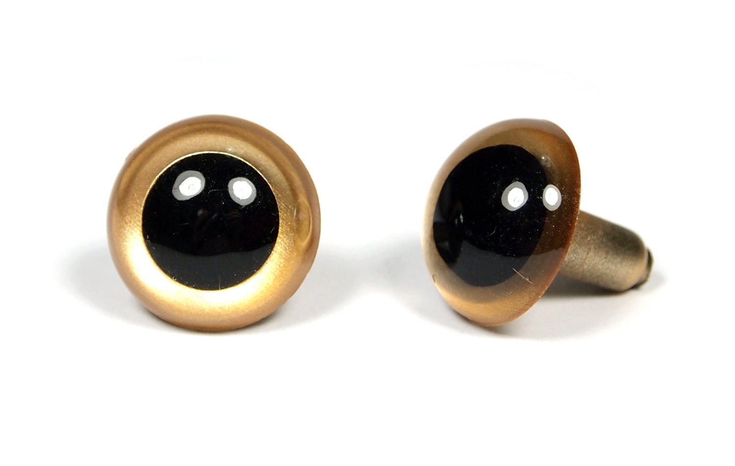 3 pairs - 12mm to 15mm GOLDEN Japanese Hand Painted Pearl-tallic Safety Plastic Eyes with Metal Washer
