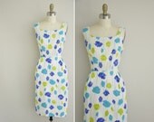 vintage 1950s dress / 50s floral linen wiggle dress / 50s Frolic Time dress