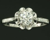 French estate diamond engagement ring platinum Vintage wedding jewelry 1930s France
