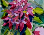 Floral Rhodendrons aceo watercolor painting original art