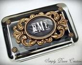 PERSONALIZED, MONOGRAM, Bejeweled Rectangle Glass Paperweight, Home Décor, Desk, Office Decor