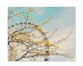 Travel Photography Photograph, Spring Ferris Wheel 8x10 Print, Blue Sky,  Yellow Blossoms, Niagara Falls, Fine Art Photography
