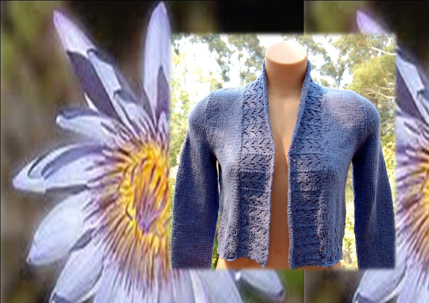 Spring Lily Cotton Knitted Cropped Cardigan with Detachable matching brooch