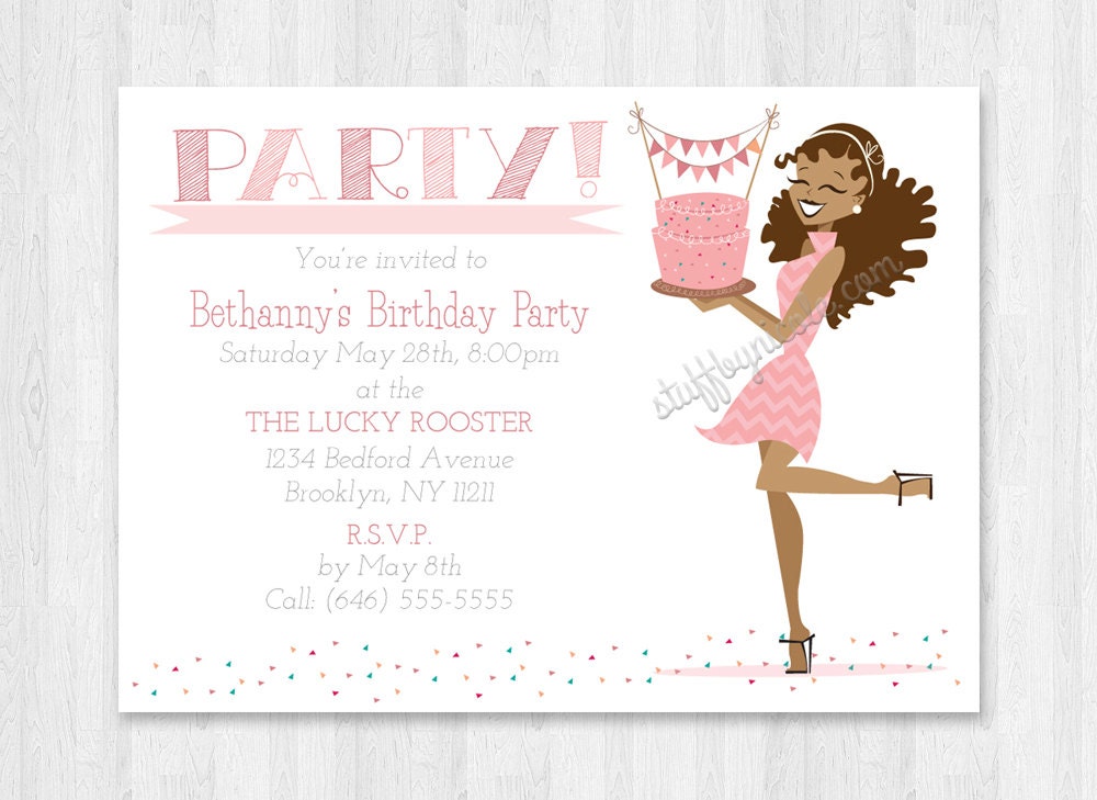 Personalized Birthday Girl Digital Invitations DIY Printable Birthday Invites