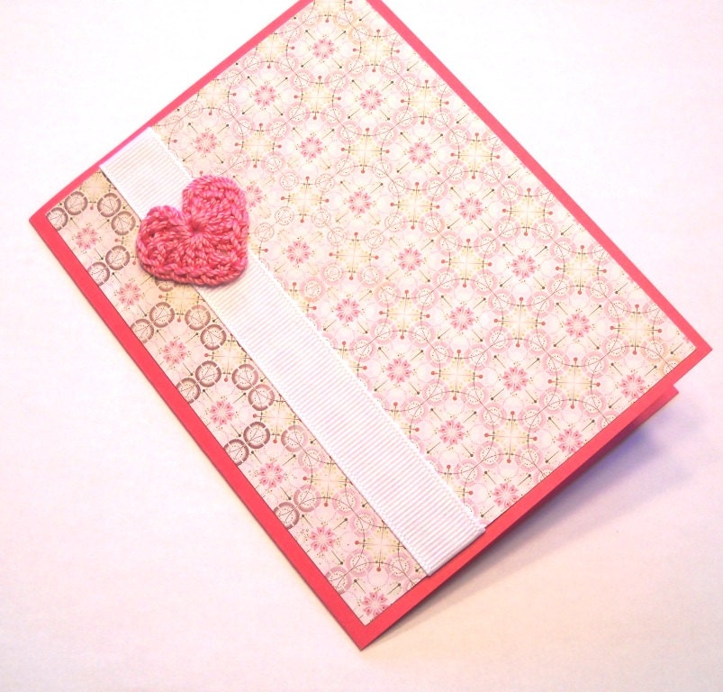 Valentine's Day Card - Crocheted Heart