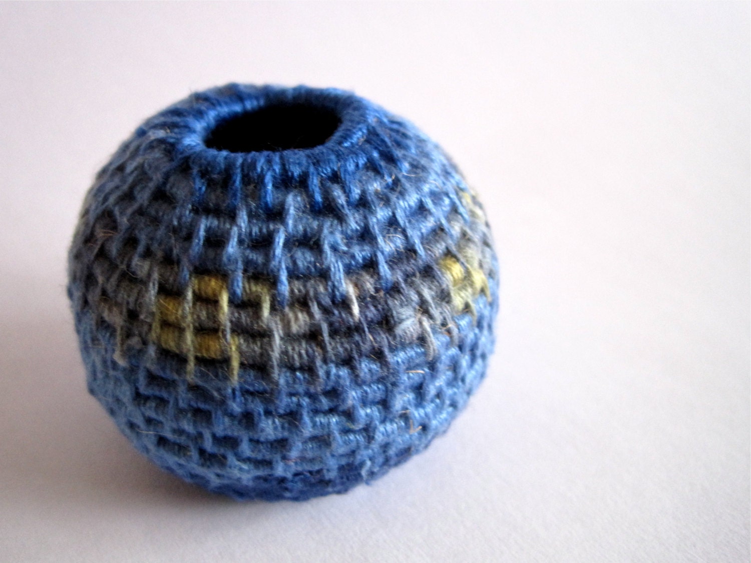 Tiny Sculpture Art Basket - Miniature Basket Sculpture - Mixed Media Object Sea Urchin