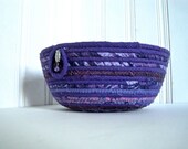 Purple Coiled Basket Bowl Small - Crone Gift - Purple Container Sewn Pottery - Off The Rag Gift Basket - Menopause Ritual