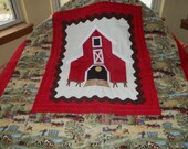 Country Quilt,lap quilt,wall decor,country decor,barn,wall decal,farmers,reds,cream color