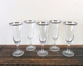 1960s silver rimmed french bell shaped champagne glasses - wedding - marriage