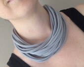 Gray Necklace - Gray T-Shirt Necklace - Gray and Pink Necklace - Gray T-Shirt Necklace - T-Shirt Jewelry - Fabric Accessory