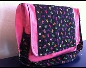 Ready to Ship Skulls and Crossbones Messenger Style Diaper Bag Purse or School Bag with adjustable strap
