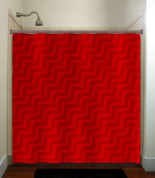 diagonal tones red chevron shower curtain bathroom decor fabric kids bath white black custom duvet cover rug mat window
