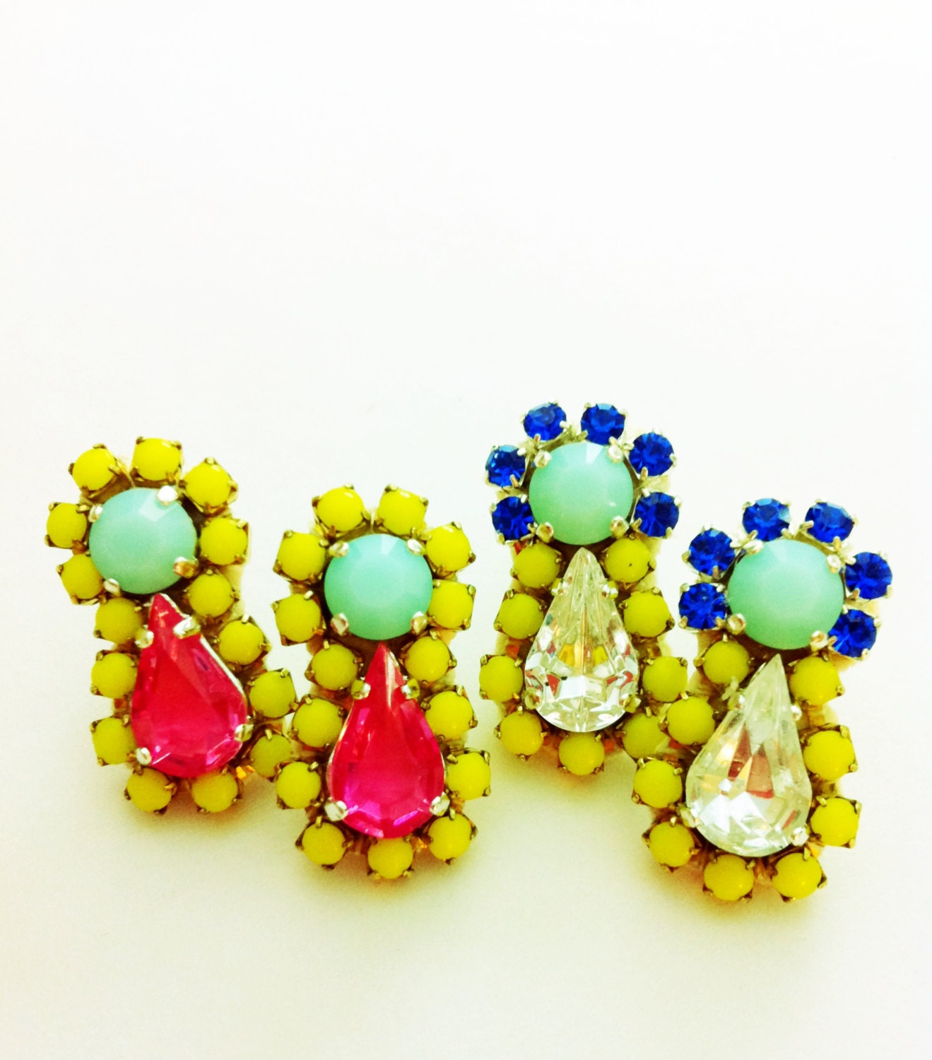 Neon Custom Crystal Earrings- SWAROVSKI- Rhinestone, Statement Earrings