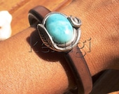 women 10mm licorice brown leather bracelet with sterling silver plated floral beads and turquoise spacer