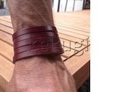 men women unisex multi wrap( 5 times) brown wine leather bracelet sterling silver plated clasp