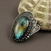 Metalwork labradorite brooch , silver gemstone pendant , fine jewelry , sterling metalwork jewelry , vintage style jewelry