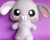 Felt Grey Bunny Rabbit Plushie - Ready to Ship