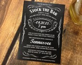 Whiskey Bottle Label Inspired Stock the Bar Shower or Party Invitation Deposit