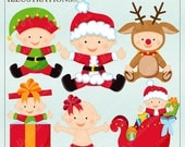 Christmas Babies Cute Digital Clipart for Card Design, Scrapbooking, and Web Design, Christmas Clipart Il_170x135