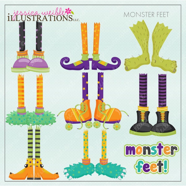 Monster Feet Cute Digital Clipart for Card Design, Scrapbooking, and Web Design Il_570xn