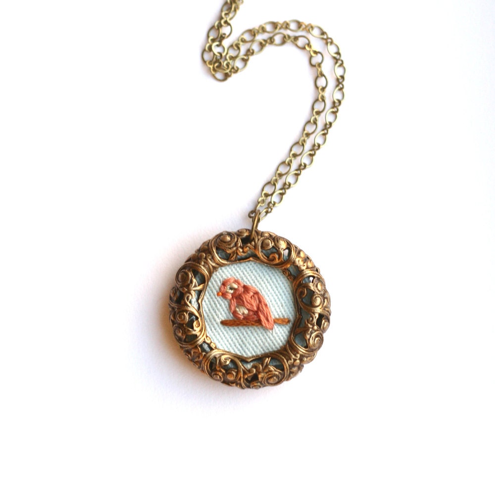 Ode to a Meadowlark- hand embroidered necklace