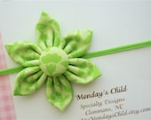 Fabric Flower Headband in Apple Green -  Baby Headbands, Newborn Headbands, Baby Girl Headbands, Toddler Headbands