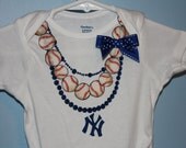 Yankees Onesie, Yankees necklace onesie, Baseball onesie