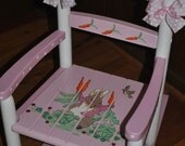 Childrens Custom Hand Painted Rocking Chair Peter Rabbit