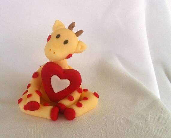 Valentine's Day Baby Party Sugar Giraffe Cake Topper - Cake or cupcake Decorations for Jungle Parties and now for your valentines day Il_570xn