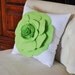 Chartreuse Green Throw Pillow Green Rose on White Accent Pillow
