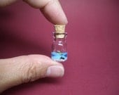 A turtle in an uninhabited island in a tiny bottle blue ver.3
