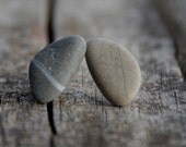 Pebble ear studs on sterling silver posts / beach stone studs / rock earrings ready to ship