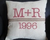 Custom Monogram And Year Square Pillow