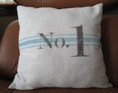 Blue French Stripe With Number 1 Pillow