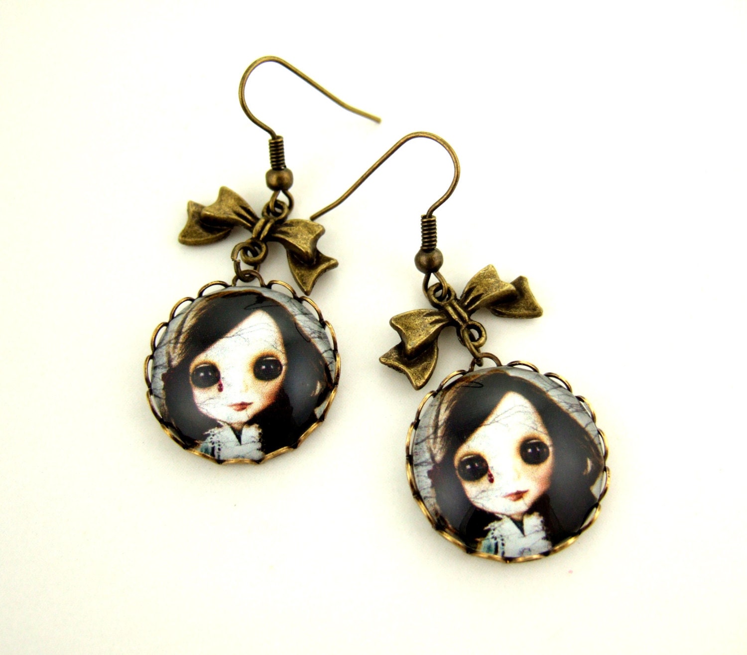 Doll Earrings Creepy Doll Earrings Gothic Earrings Cameo Earrings Gothic Doll Earrings