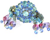 Bridal Party Jewelry - Wedding Bracelets-  Bridesmaid Accessories - Shabby Chic Style -Blue Bracelet - Rhinestones -Aqua And Sapphire Blue