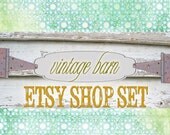 Etsy Shop Banner Set. Vintage Barn. Shabby Chic Boho Turquoise Aqua Mustard Theme Custom Premade