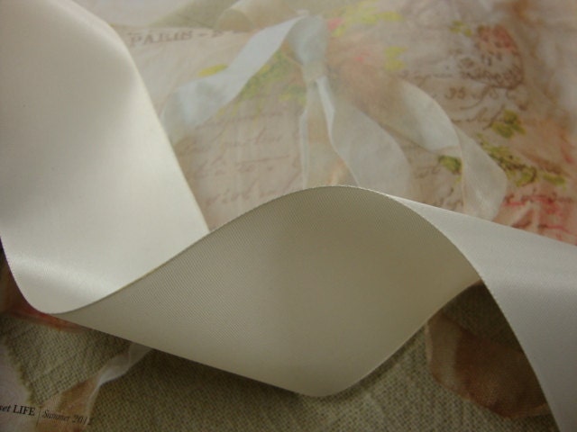 10 yards 2 1/4" ( 57 mm ) Ivory single face satin ribbon / ivory wedding ribbon / ivory ribbon trim