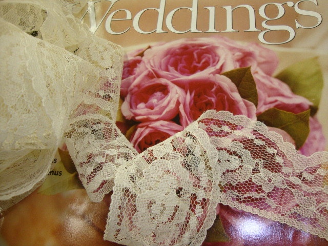 5 yards 2" Ivory rose scroll lace trim