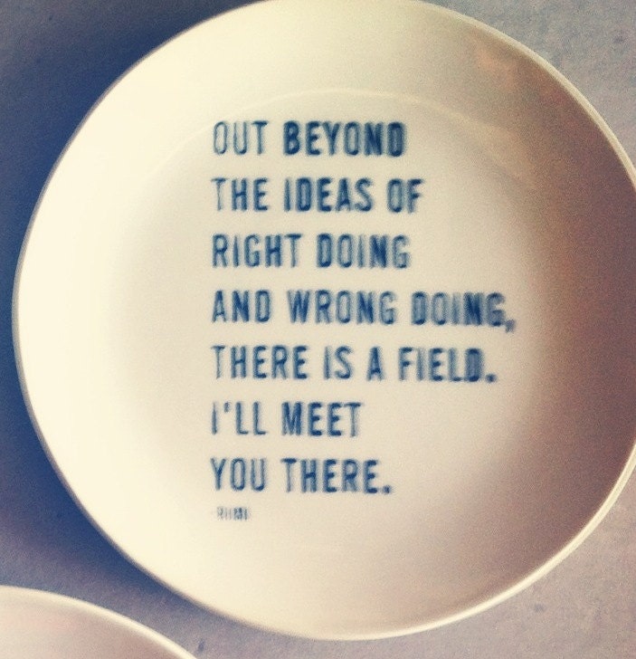 8" dish screenprinted text rumi.  MADE TO ORDER