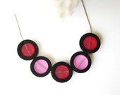 Resin Necklace - Statement Jewelry, Pink, Red, Wood Anniversary Gift, Modern, Funky