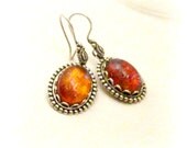 Victorian Earrings Dragons Breath Fire Opal Glass Dangle Victorian Jewelry