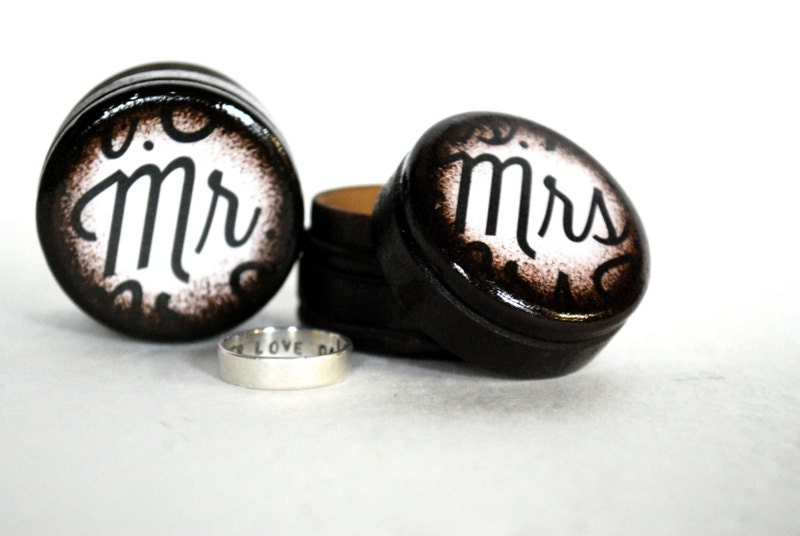 Mr and Mrs - Set  0f  2 - Wedding Ring Box