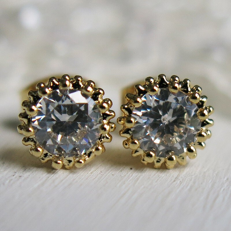 clear stud earrings, gold filled stud post earrings,sparkly stud earrings,bridesmaids gift,bridesmaids earrings,bridal jewelry,wedding