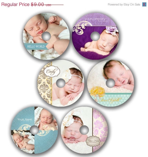 ON SALE INSTANT Download - Cd/Dvd Label Photoshop templates - set of 6 - 0303