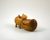 Wooden Zoo Line Articulated Hippo Figurine - Bojesen and Bolling Era
