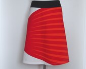 red orange burst abstract print print skirt from Wanderlust by Miss Fancypants - heavier weight 100% cotton