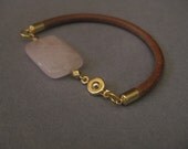 Rose quartz leather  everyday minimalistic bracelet